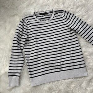 Banana Republic Striped Gray and Navy Sweater